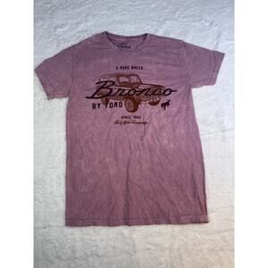 Bronco by Ford Motor Cotton Short Sleeve Graphic Tee Distressed Pink Women's S